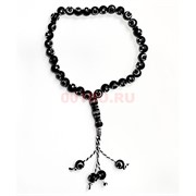 Четки мусульманские черные 33 бусины Луна и Звезда 12 шт/упаковка