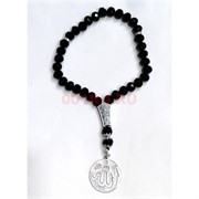 Четки мусульманские черные 33 бусины (CK-B32) с жетоном Аллах 12 шт/упаковка