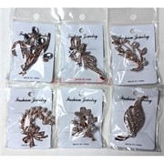 Брошь Цветок с жемчужинами (M-240) металлическая со стразами 12 шт/упаковка