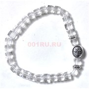Браслет 8 мм прозрачный с крестиком