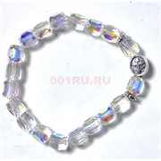 Браслет 10 мм прозрачный с крестиком
