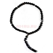 Четки 50 бусин 10 мм из черного полосатого агата