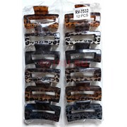 Заколка (RV-7532) краб тигровый прямоугольный 12 шт/упаковка