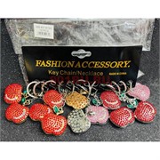 Брелок металлический (KY-B185) яблоко со стразами 12 штук/упаковка