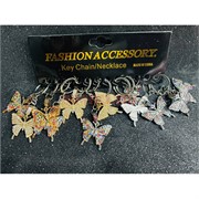 Брелок металлический (KY-B107) бабочка со стразами 12 штук/упаковка