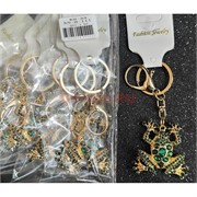 Брелок со стразами (B-111) Лягушка металлическая 12 шт/упаковка