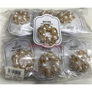 Брошь (BP-1764) Диадема с жемчугом металлическая со стразами 12 шт/упаковка