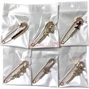 Брошь (N-59) металлическая с бусинами и стразами 12 шт/упаковка