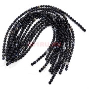 Нитка бусин 8 мм из черного агата полосчатый 48 бусин