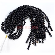 Нитка бусин 12 мм из черного агата полосчатый 32 бусины