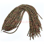 Нитка бусин 4 мм из зеленой яшмы (яшма унакит) 38 см