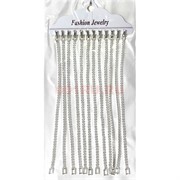 Браслет металлический (BR-2269) тонкий со стразами цвет металл 12 шт/упаковка