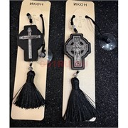 Подвеска православная (B-84) деревянная черная с присоской 12 шт/упаковка