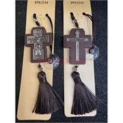 Подвеска православная (B-85) деревянная коричневая с присоской 12 шт/упаковка