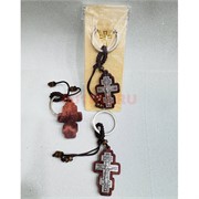 Брелок деревянный (B-93) с крестом 12 шт/упаковка