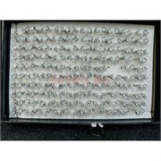 Кольцо металлическое (KL-2321) с 2 фианитами цвет серебро 100 шт/упаковка