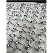 Кольцо металлическое (KL-2304) с 2 фианитами цвет серебро 100 шт/упаковка