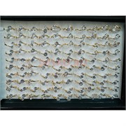 Кольцо металлическое (KL-2305) с 2 фианитами цвет золото 100 шт/упаковка