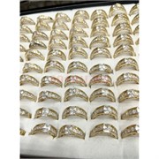 Кольцо металлическое (KL-2319) с фианитами цвет золото 100 шт/упаковка