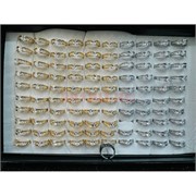 Кольцо металлическое (KL-2320) с фианитами 2 цвета 100 шт/упаковка