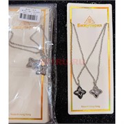 Подвеска парная металлическая с цепочкой (B-120) четырехлистник 12 шт/упаковка