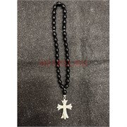 Подвеска (четки) православная Крест черные бусины 12 шт/упаковка (B-89)