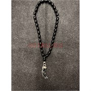 Подвеска (четки) Клык цвет металл черные бусины 12 шт/упаковка (B-102)