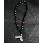 Подвеска (четки) Пистолет черные бусины 12 шт/упаковка (B-103)