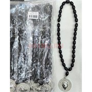 Подвеска (четки) медальон Лев черные бусины 12 шт/упаковка (B-105)