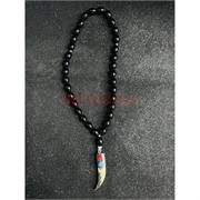 Подвеска (четки) Клык черные бусины 12 шт/упаковка (B-108)