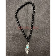 Подвеска (четки) Перо черные бусины 12 шт/упаковка (B-111)