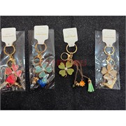 Брелок со стразами (B-57) четырехлистник с обвесками с карабином 12 шт/упаковка