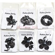 Брошь со стразами (N-25) металлическая в ассортименте 12 шт/упаковка