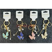 Брелок со стразами (B-75) бабочка с обвесками с карабином 12 шт/упаковка