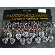 Брелок металлический (KY-1003) сглаз сердце стразы 12 шт/упаковка