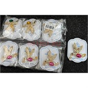 Брошь со стразами (B-185) птичка колибри металлическая 12 шт/упаковка