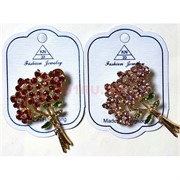 Брошь (B-136) металлическая Букет Цветов со стразами 12 шт/упаковка