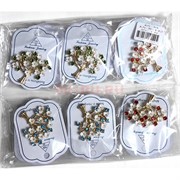 Брошь (B-142) металлическая Дерево со стразами 12 шт/упаковка