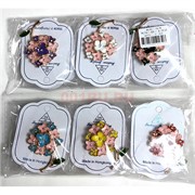 Брошь (B-132) металлическая Цветы со стразами 12 шт/упаковка