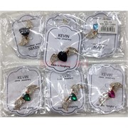 Брошь (BP-1480) металлическая Летучая Мышь со стразами 12 шт/упаковка