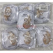 Брошь (BP-1476) металлическая Лебедь со стразами 12 шт/упаковка