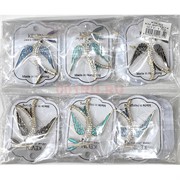 Брошь (BP-1674) металлическая Ласточка со стразами 12 шт/упаковка