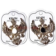 Брошь со стразами Орел Герб России металлическая 12 шт/упаковка (BP-1087)