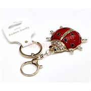 Брелок со стразами (B-156) божья коровка с карабином 12 шт/упаковка