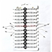 Браслет белый (S-82) четырехлистник с бусинами 12 шт/упаковка