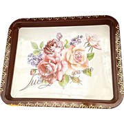 Поднос прямоугольный (блюдо) пластмассовый 22х32 см с узорами