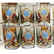 Стопки 50 мл герб СССР цвет золото цена за набор