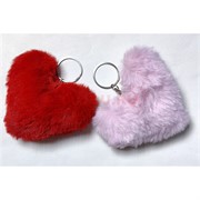 Брелок сердце пушистое (KS-1100) с мехом 12 шт/упаковка
