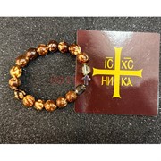 Браслет с крестом (BR-016) с янтарными бусинами 12 шт/упаковка