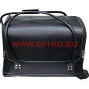 Шкатулка-чемодан на колесах 2-ярусная черная 30*25*45